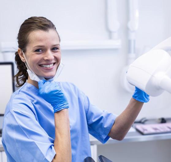 Dental hygienist smiles